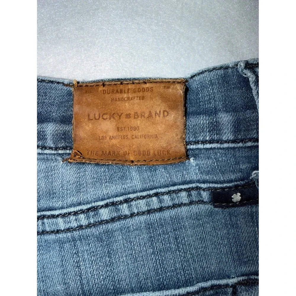 Lucky Brand 121 Slim Jeans Mens 36x34 Blue Medium Wash Denim Distressed